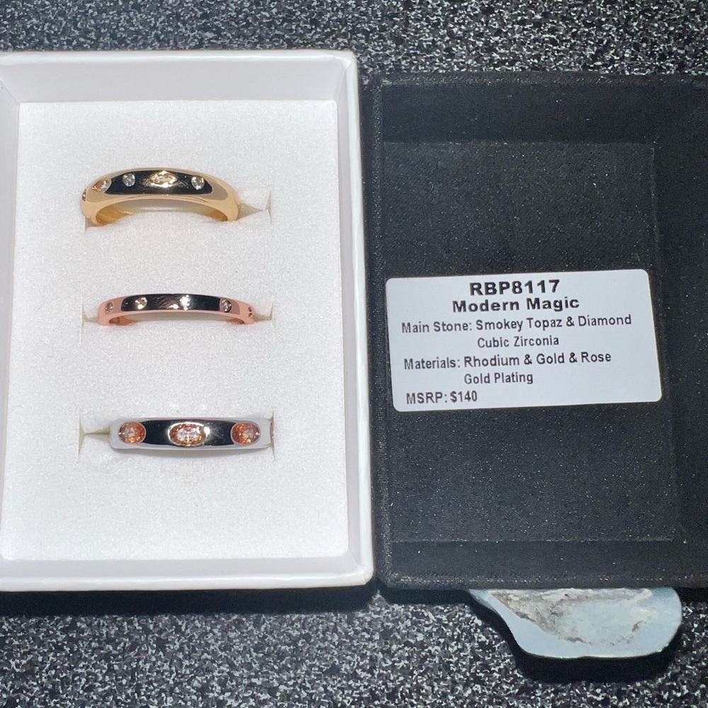 Modern Magic Ring Bomb Party Luxe Bands 2024 Size 11 Rhodium Gold Rose Gold